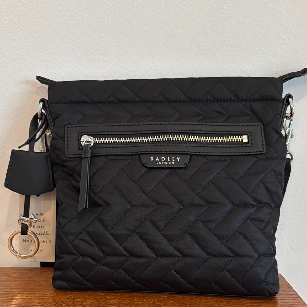 RADLEY LONDON Black Crossbody Bag with Quilted Design New